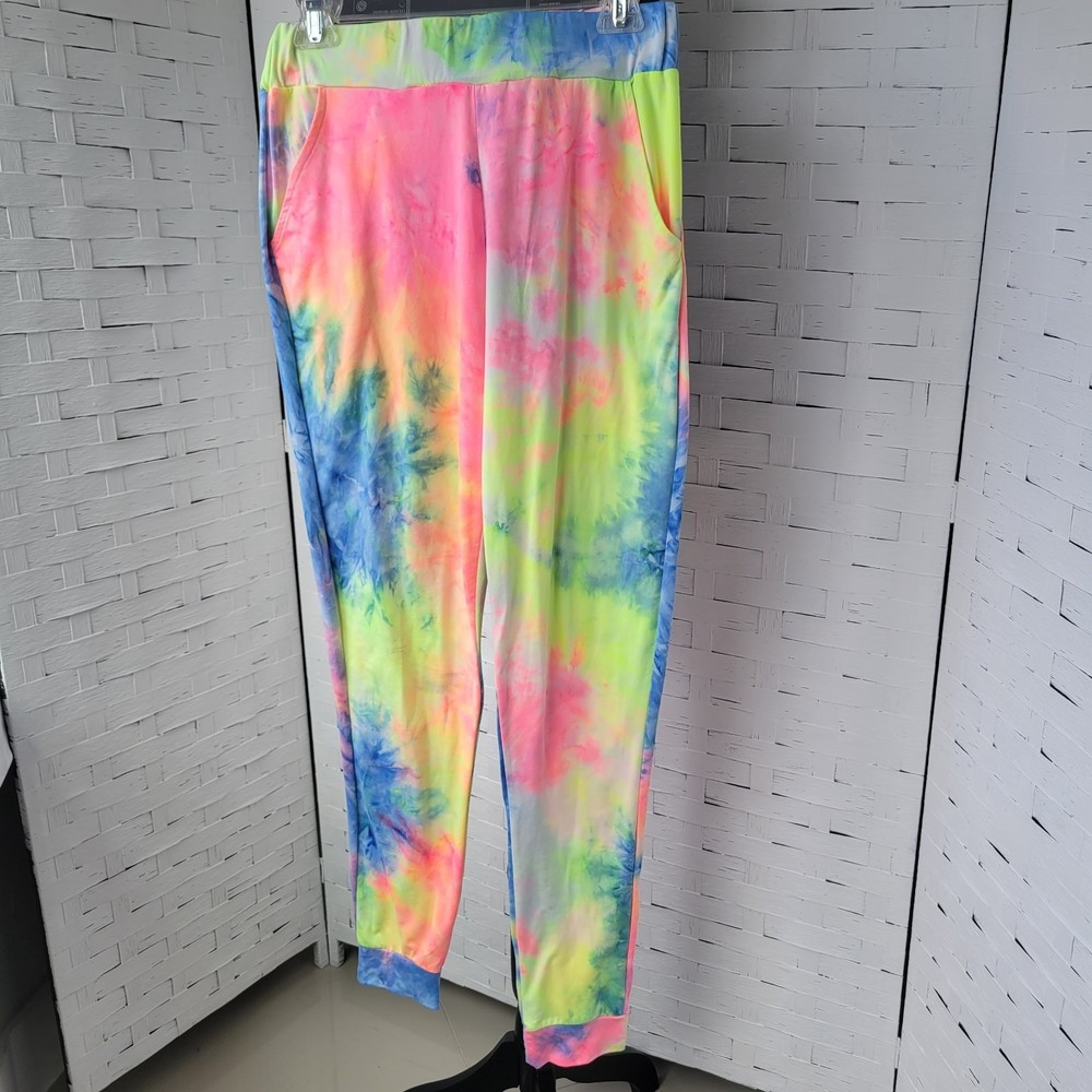 Dyce Active Tie Dye Sweatpants Neon Colors  Size L